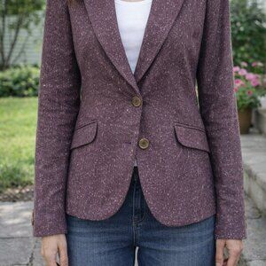 Vtg. George Women's Purple Grape Color Two Button Jacket W/2 Faux Front Pockets